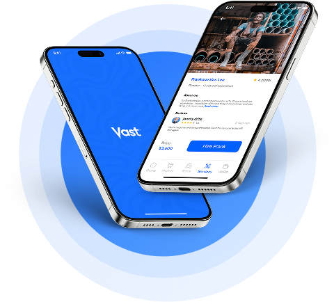Vast app phone mockup